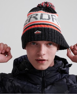 Superdry Logo Férfi Kötött Sapka Fekete/Narancssárga | YCXEZ2890